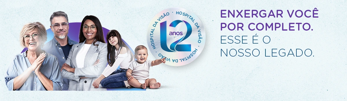 banner comemorativo de 12 anos do hospital da visao