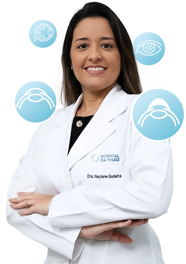 dra neylane gadelha oftalmologista com icones de especialidades do hospital da visao