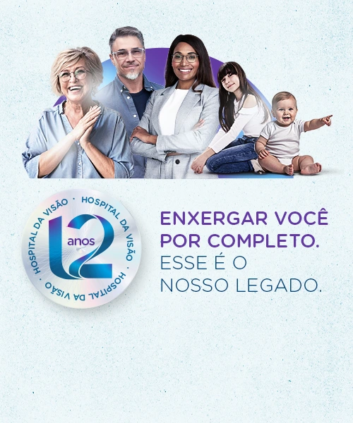 banner em comemoração aos 12 anos do Hospital da Visão